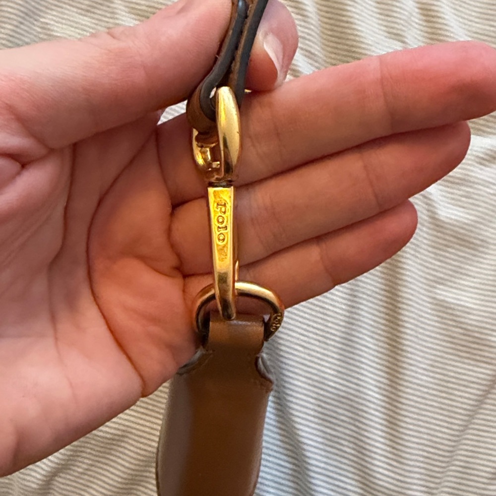 Polo by Ralph Lauren Camel Leather Crescent Shoulder Bag with Gold Hardware - Picture 7 of 10